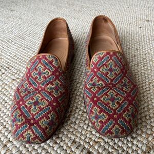 Stubbs & Wootton Men's Needlepoint Slippers Size 9